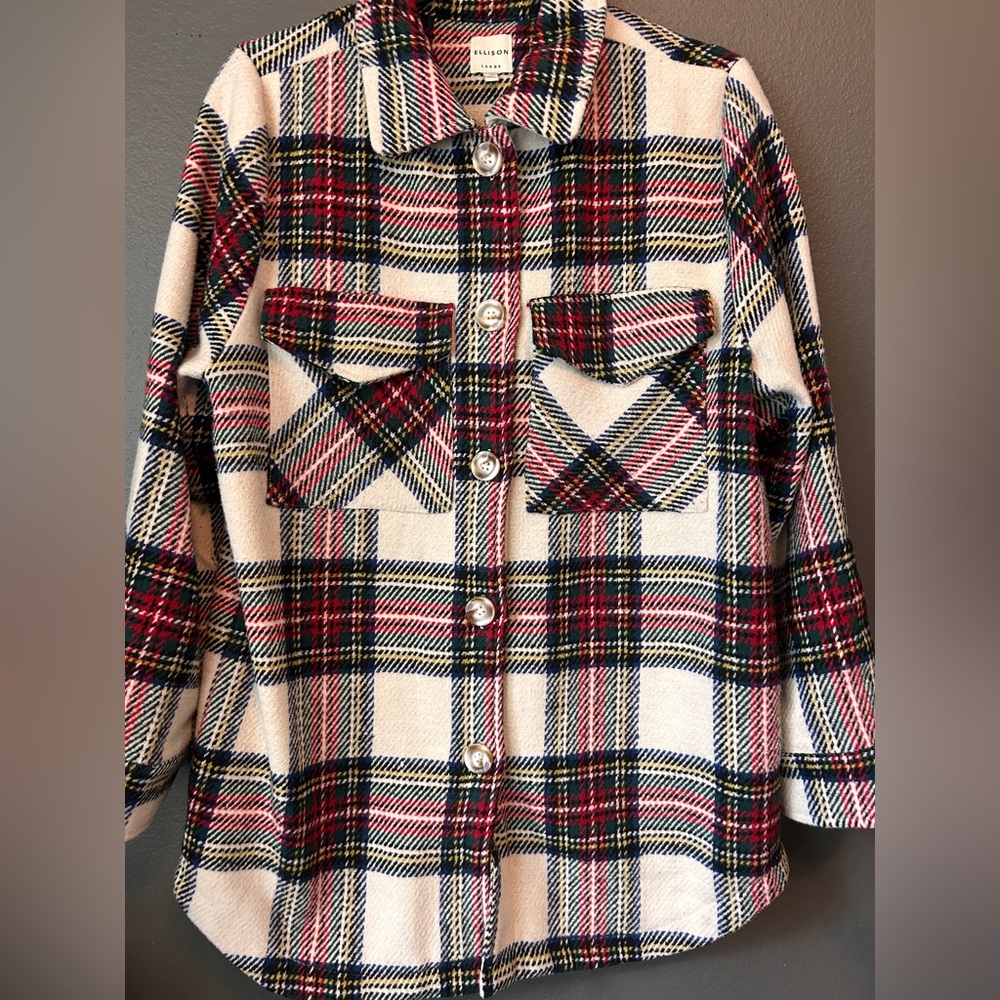 Ellison Plaid Button Up Lined Shacket Women’s Lar… - image 8
